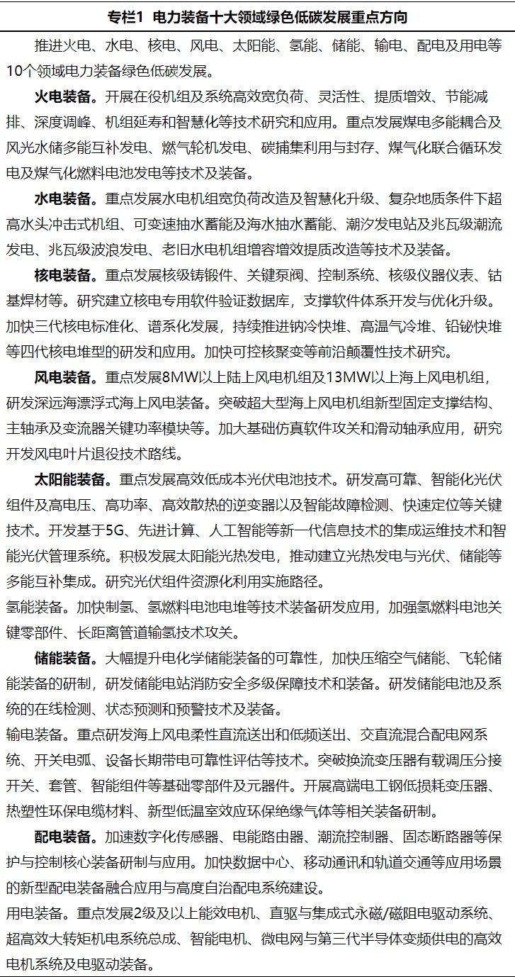 加快電力裝備綠色低碳創(chuàng)新發(fā)展行動(dòng)計(jì)劃